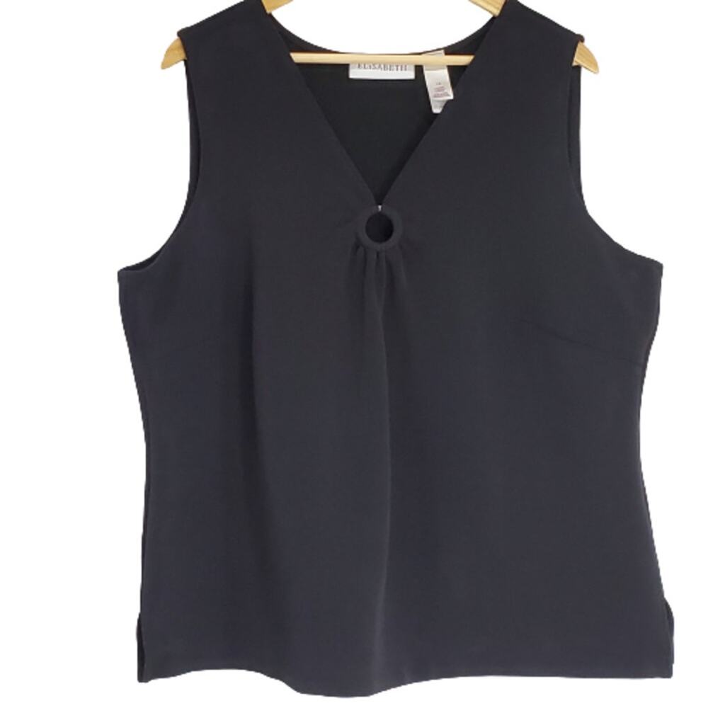 Elisabeth Black Sleeveless V-Neck Top Career Wear Size 1X